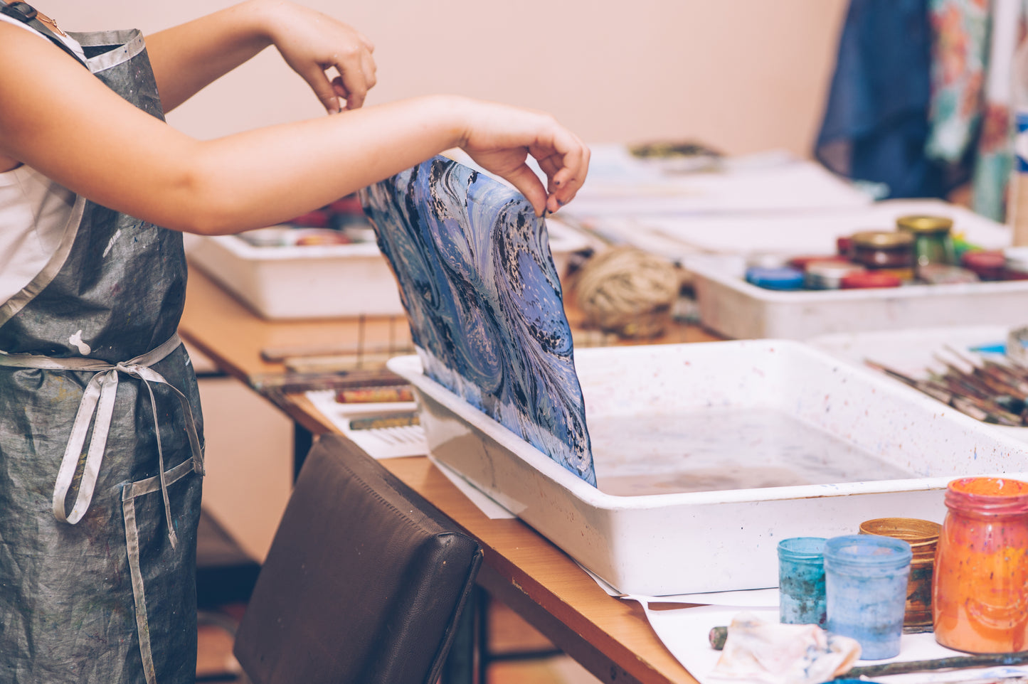 Suminagashi Ink Marbling & Origami Boxes