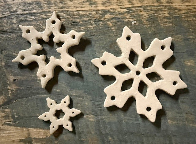 Hand Built Clay Snowflake Ornament
