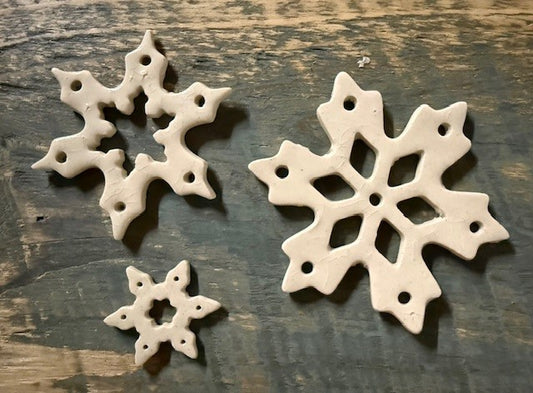 Hand Built Clay Snowflake Ornament