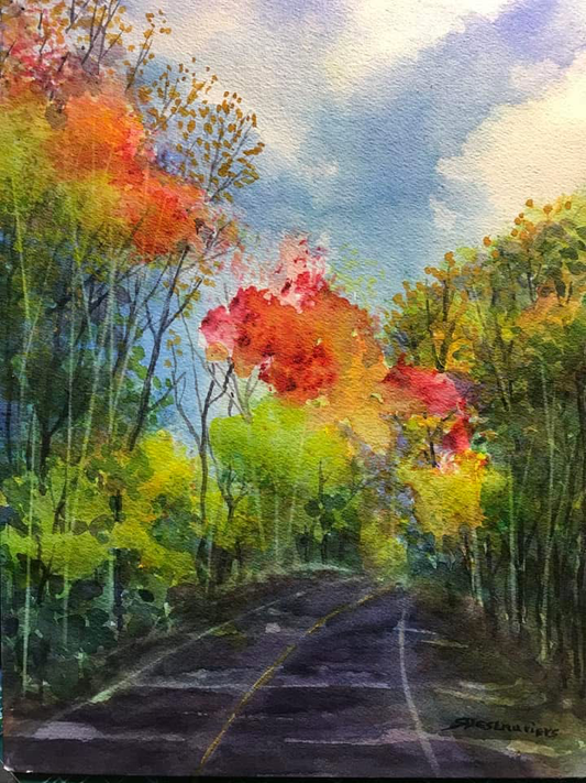 Fall Landscape in Watercolor