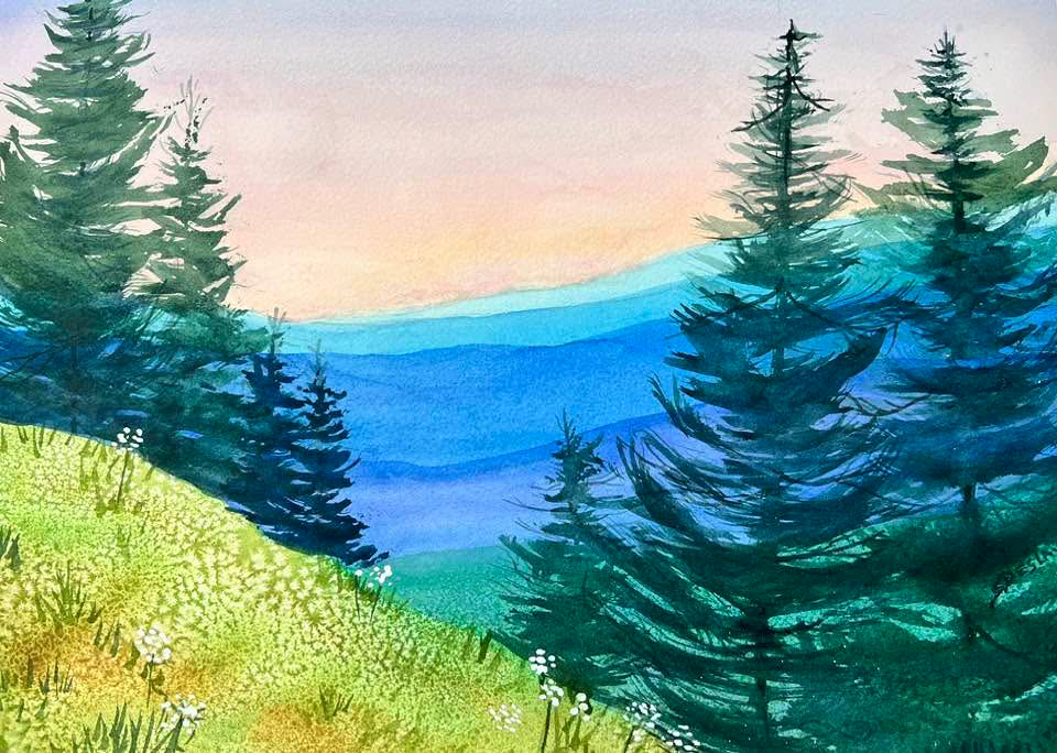 Mountain Landscape in Watercolor